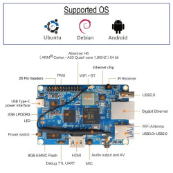 Orange Pi 3 LTS - 2GB DDR RAM (with 8GB EMMC Flash)